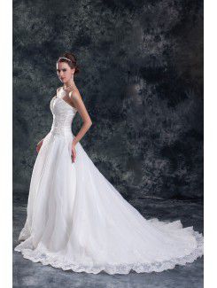 Organza Sweetheart Sweep Train Ball Gown Wedding Dress