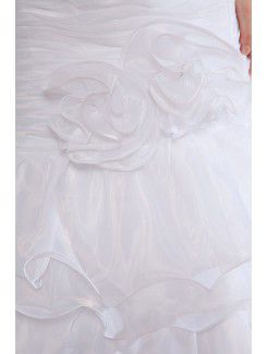 Organza One-Shoulder Court Train Mermaid Wedding Dress with Embroidered and Ruffle