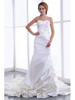 Satin Sweetheart Court Train Mermaid Wedding Dress