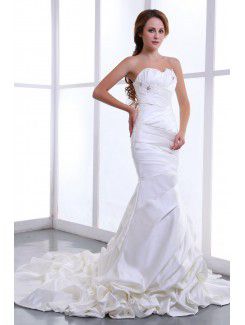 Satin Sweetheart Court Train Mermaid Wedding Dress