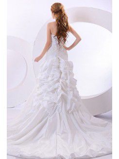 Taffeta Halter Cathedral Train Sheath Wedding Dress