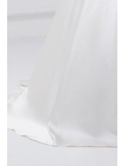 Satin V-Neck Sweep Train Ball Gown Wedding Dress