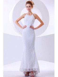 Pizzo halter ankle-lunghezza abito da sposa sirena