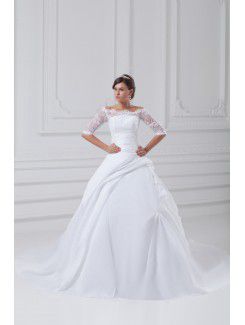 Taffeta Strapless Sweep Train Ball Gown Wedding Dress with Jacket