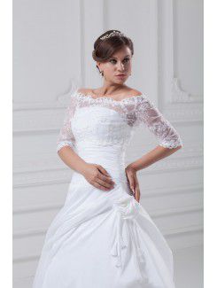 Taffeta Strapless Sweep Train Ball Gown Wedding Dress with Jacket