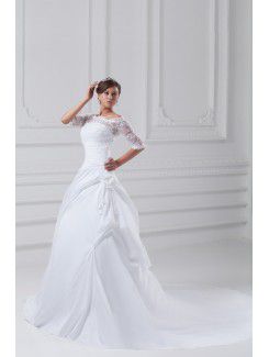 Taffeta Strapless Sweep Train Ball Gown Wedding Dress with Jacket