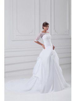 Taffeta Strapless Sweep Train Ball Gown Wedding Dress with Jacket