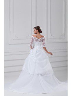 Taffeta Strapless Sweep Train Ball Gown Wedding Dress with Jacket