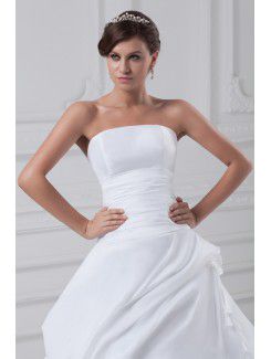 Taffeta Strapless Sweep Train Ball Gown Wedding Dress with Jacket