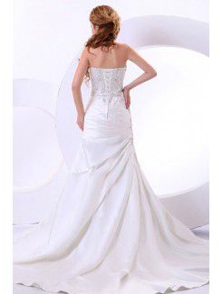 Satin Sweetheart Cathedral Train Sheath Wedding Dress