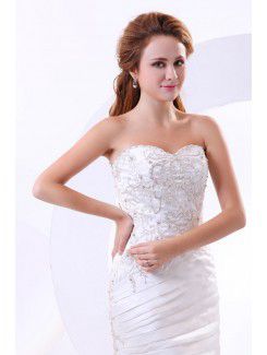 Satin Sweetheart Cathedral Train Sheath Wedding Dress