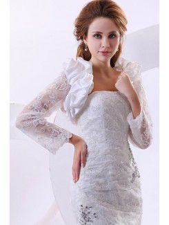 Satin and Lace Strapless Chapel Train Mermaid Wedding Dress with Jacket