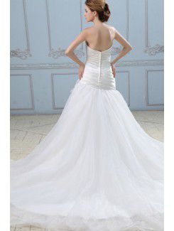 Organza Sweetheart Chapel Train Mermaid Wedding Dress