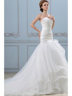 Organza Sweetheart Chapel Train Mermaid Wedding Dress