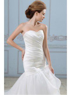 Organza Sweetheart Chapel Train Mermaid Wedding Dress