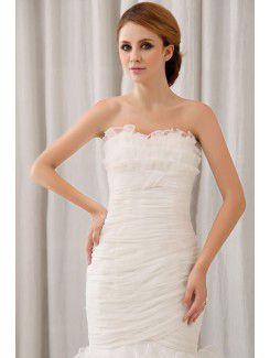 Organza Sweetheart Court Train Mermaid Wedding Dress with Ruffle