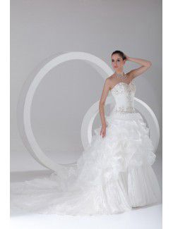 Organza Sweetheart Floor Length Ball Gown Embroidered Wedding Dress