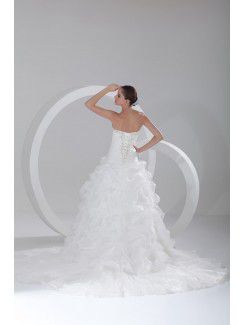 Organza Sweetheart Floor Length Ball Gown Embroidered Wedding Dress