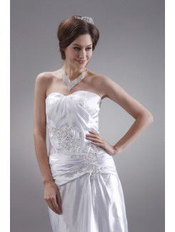 Satin Sweetheart Sweep Train Sheath Wedding Dress with Sequins