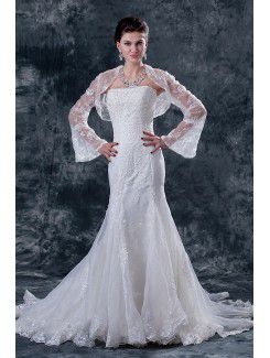 Lace Sweetheart Chapel Train Mermaid Wedding Dress with Jacket