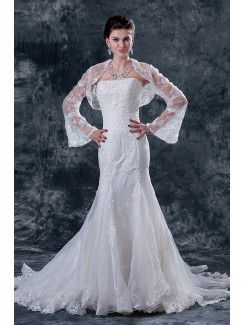 Dentelle sweetheart train chapelle robe de mariée sirène avec la veste