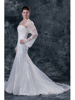 Lace Sweetheart Chapel Train Mermaid Wedding Dress with Jacket