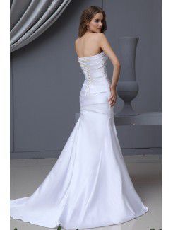 Charmeuse Sweetheart Sweep Train Mermaid Wedding Dress with Ruffle