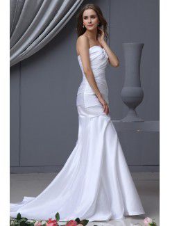 Charmeuse Sweetheart Sweep Train Mermaid Wedding Dress with Ruffle