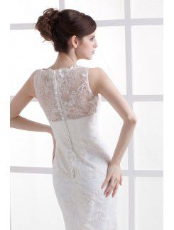 Lace V-Neckline Sweep Train Mermaid Wedding Dress with Embroidered