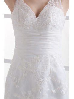 Lace V-Neckline Sweep Train Mermaid Wedding Dress with Embroidered