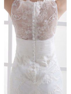 Lace V-Neckline Sweep Train Mermaid Wedding Dress with Embroidered