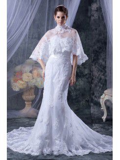 Tulle senza spalline cappella treno abito da sposa sirena con giacca