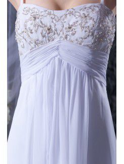 Chiffon and Satin Spaghetti Straps Court Train Column Wedding Dress