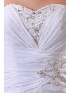 Chiffon Sweetheart Court Train A-Line Wedding Dress with Embroidered