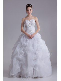 Organza Sweetheart Floor Length Ball Gown Embroidered Wedding Dress