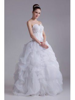 Organza Sweetheart Floor Length Ball Gown Embroidered Wedding Dress