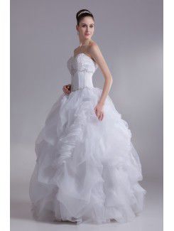 Organza Sweetheart Floor Length Ball Gown Embroidered Wedding Dress