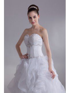 Organza Sweetheart Floor Length Ball Gown Embroidered Wedding Dress