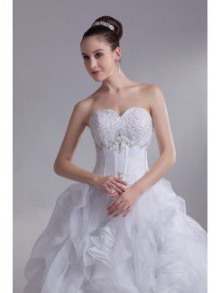 Organza Sweetheart Floor Length Ball Gown Embroidered Wedding Dress