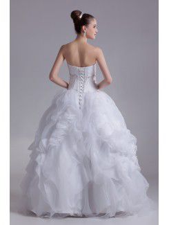 Organza Sweetheart Floor Length Ball Gown Embroidered Wedding Dress