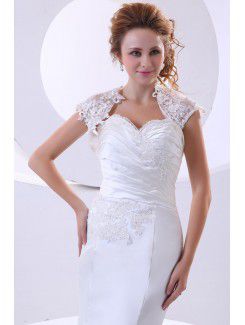 Lace Satin Sweetheart Court Train Mermaid Wedding Dress with Embroidered