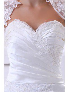 Lace Satin Sweetheart Court Train Mermaid Wedding Dress with Embroidered