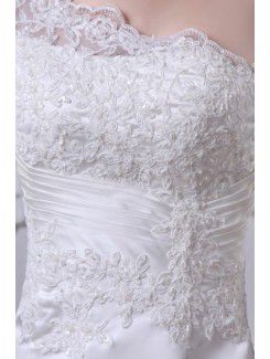 Charmeuse One-Shoulder Cathedral Train Sheath Wedding Dress with Embroidered