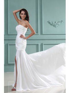 Chiffon Sweetheart Court Train Sheath Wedding Dress with Sequins Ruffle