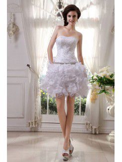 Satin and Tulle Sweetheart Short Ball Gown Wedding Dress