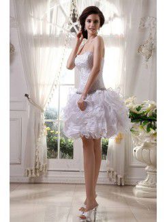 Satin and Tulle Sweetheart Short Ball Gown Wedding Dress