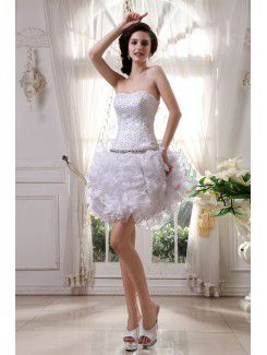 Satin and Tulle Sweetheart Short Ball Gown Wedding Dress