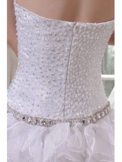 Satin and Tulle Sweetheart Short Ball Gown Wedding Dress