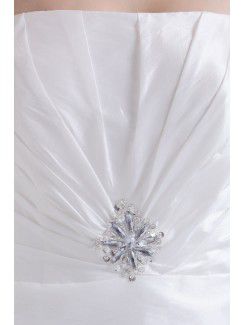 Taffeta Strapless Mini A-line Wedding Dress with Rhinestones and Ruffle