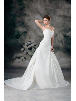 Satin Sweetheart Sweep Train Ball Gown Embroidered Wedding Dress